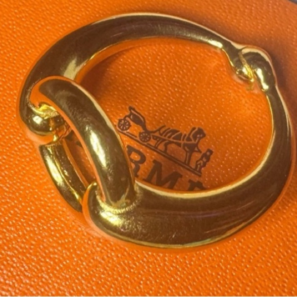 Hermès Horsebit Filet d’Or Scarf Ring Gold Plated 05 Rare Slide W Box Authentic - Picture 2 of 11